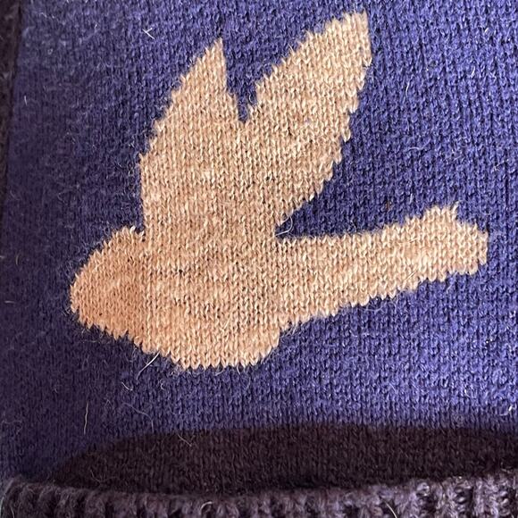 Anthropologie Leifnotes Blue Black White Bird Flying Sweater Cardigan Size XS - Picture 6 of 12